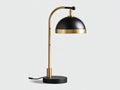 Lampe de bureau 38×30×68 cm - métal noir et laiton doré - abat-jour dôme avec tige arquée pour chambre à coucher