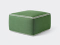 Tabouret bas 55×55×35 cm - tissu vert forêt et bordure blanche - pouf carré rembourré pour chambre à coucher
