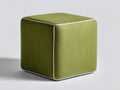 Tabouret 40×40×42 cm - tissu vert olive et bordure claire - assise carrée rembourrée style contemporain pour chambre à coucher
