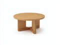 Table à manger ronde 120×120×75 cm - chêne blond - piètement central à panneaux croisés pour salle à manger