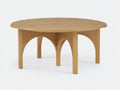 Table à manger 160×160×75 cm - chêne naturel clair - plateau rond et pieds sculptés style organique pour salle à manger