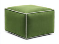 Tabouret 60×45×42 cm - tissu vert olive et surpiqûres blanches - pouf rectangulaire rembourré style contemporain pour chambre à coucher
