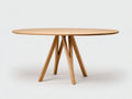 Table à manger 180×90×75 cm - bois chêne clair - plateau ovale et pieds inclinés style naturel pour salle à manger