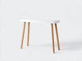 Console 110×35×78 cm - plateau blanc mat et pieds en bois de chêne clair - design scandinave pour chambre à coucher