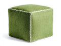 Tabouret 45×45×43 cm - tissu vert mousse et finition couture contrastée - pouf carré confortable design épuré pour chambre à coucher