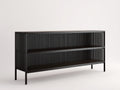 Console 160×40×80 cm - métal noir finition rainurée - rangement ouvert contemporain pour Chambre À Coucher