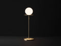 Lampe de bureau 26×26×65 cm - métal doré et verre opalin blanc - diffuseur sphérique sur pied élancé pour chambre à coucher