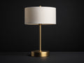 Lampe de bureau 36×36×56 cm - textile blanc et métal effet laiton - abat-jour tambour avec base ronde pour chambre à coucher