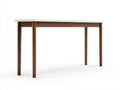 Console 140×38×80 cm - plateau blanc effet marbre et bois brun foncé - structure élancée pour chambre à coucher