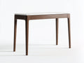 Console 125×38×80 cm - bois foncé et plateau blanc minéral - lignes épurées avec quatre pieds fins pour chambre à coucher