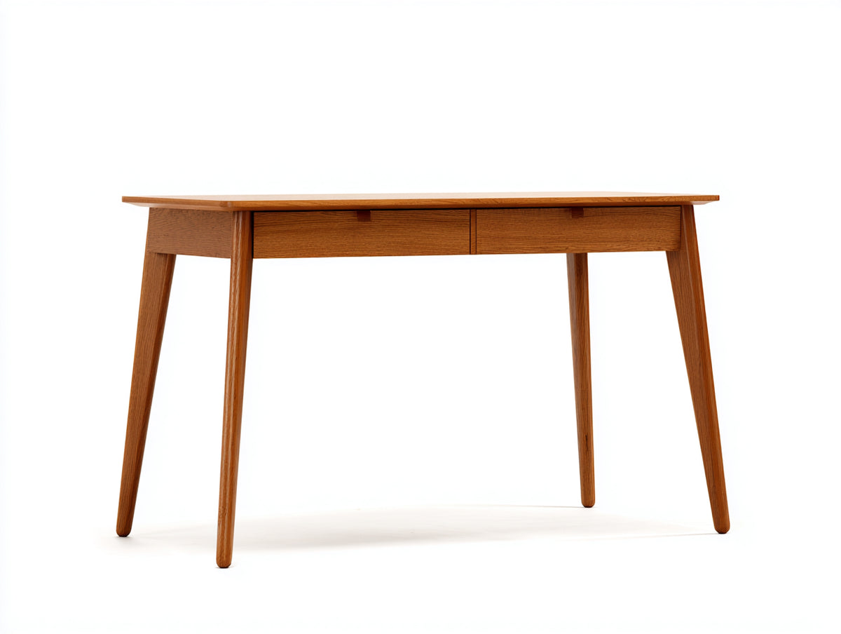 Console 120×55×75 cm - bois naturel finition chêne clair - plateau fin avec tiroir discret style scandinave pour Chambre À Coucher
